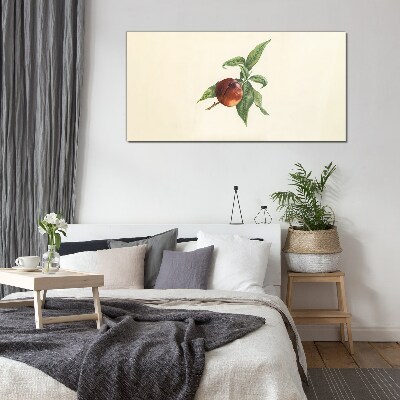 Apple on a background of leaves Glass art print