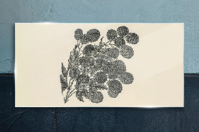 Floral pattern in black and white Wall art on glass