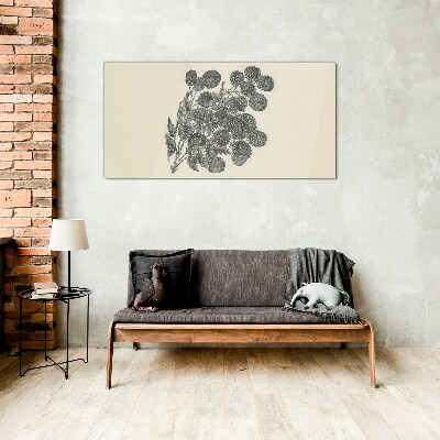 Floral pattern in black and white Wall art on glass