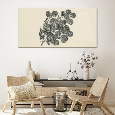 Floral pattern in black and white Wall art on glass