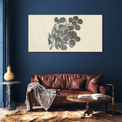 Floral pattern in black and white Wall art on glass