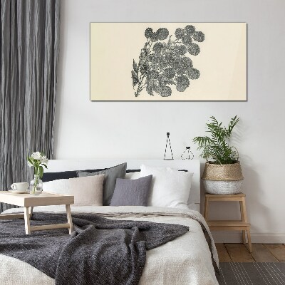 Floral pattern in black and white Wall art on glass