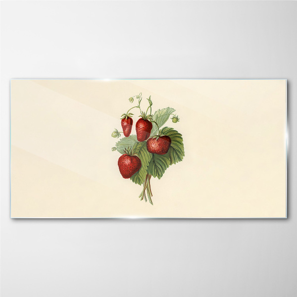 Strawberry bouquet on a light background Wall art on glass