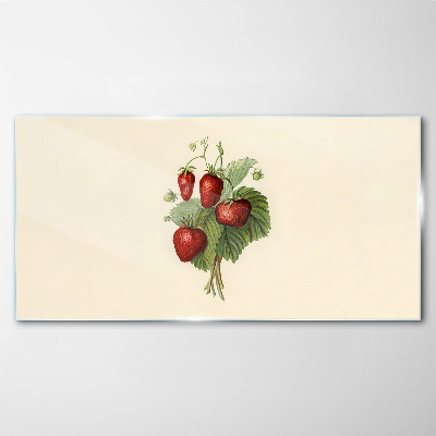 Strawberry bouquet on a light background Wall art on glass