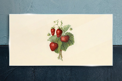 Strawberry bouquet on a light background Wall art on glass