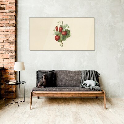Strawberry bouquet on a light background Wall art on glass