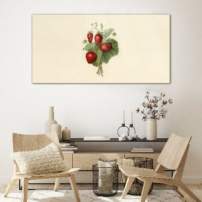 Strawberry bouquet on a light background Wall art on glass