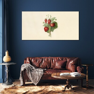 Strawberry bouquet on a light background Wall art on glass