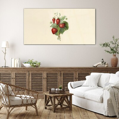 Strawberry bouquet on a light background Wall art on glass