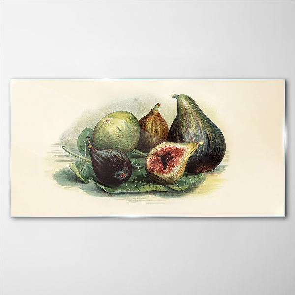 Fig fruit on a leaf Wall art on glass