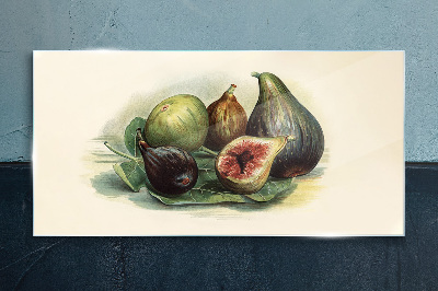 Fig fruit on a leaf Wall art on glass