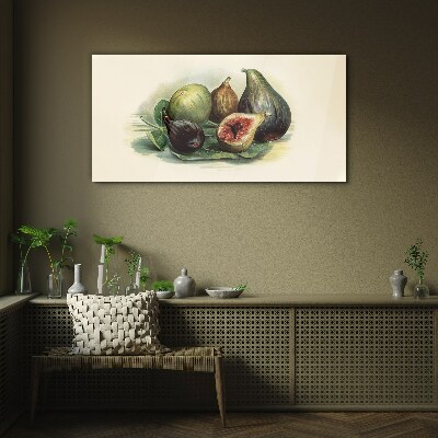 Fig fruit on a leaf Wall art on glass