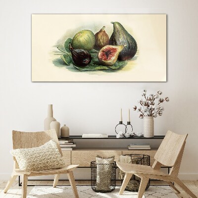 Fig fruit on a leaf Wall art on glass
