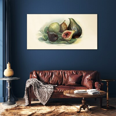 Fig fruit on a leaf Wall art on glass