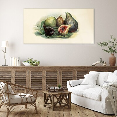 Fig fruit on a leaf Wall art on glass