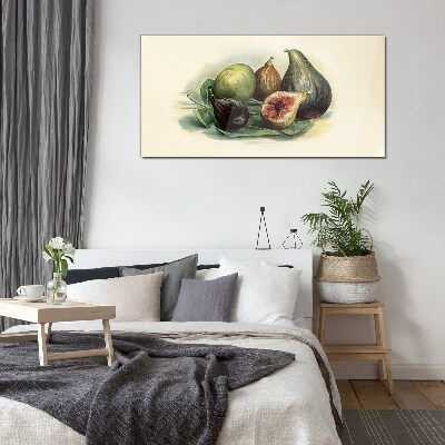 Fig fruit on a leaf Wall art on glass