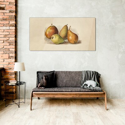 Fruits in harmonious shades Glass art print