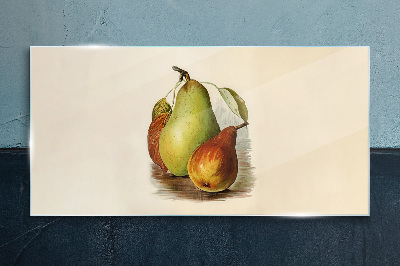 Pear fruits leaves Glass Print