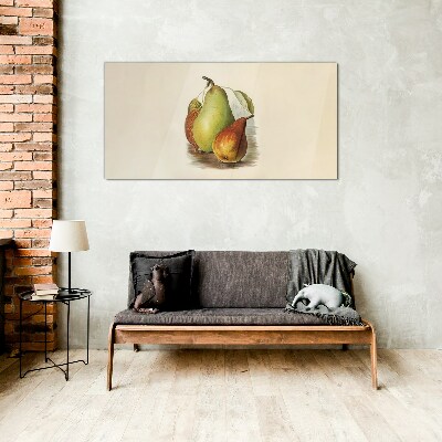 Pear fruits leaves Glass Print