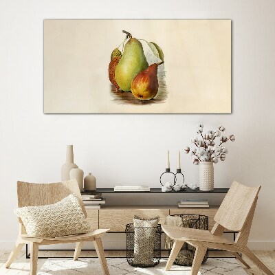 Pear fruits leaves Glass Print