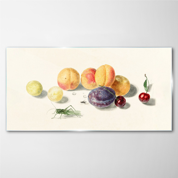 Fruits on a white background Wall art on glass