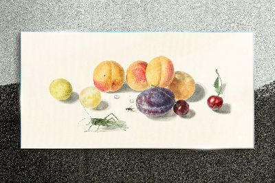 Fruits on a white background Wall art on glass