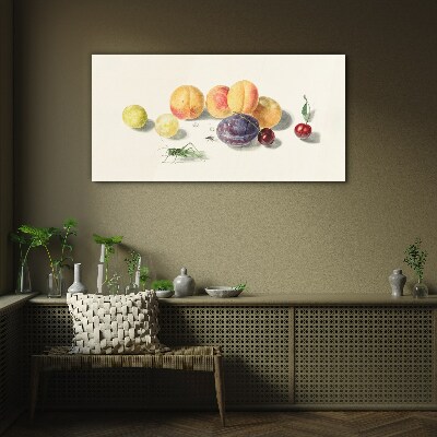 Fruits on a white background Wall art on glass