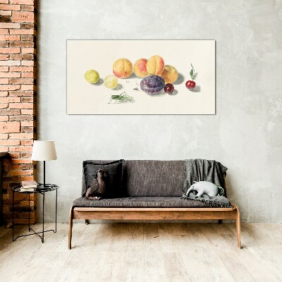 Fruits on a white background Wall art on glass
