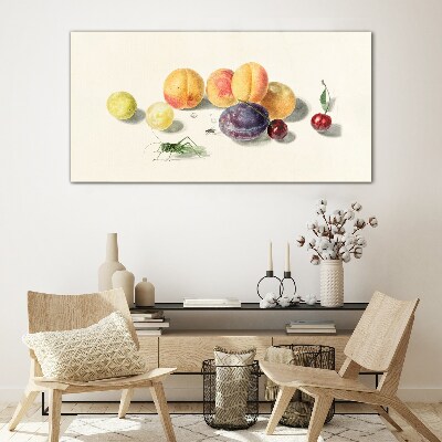 Fruits on a white background Wall art on glass