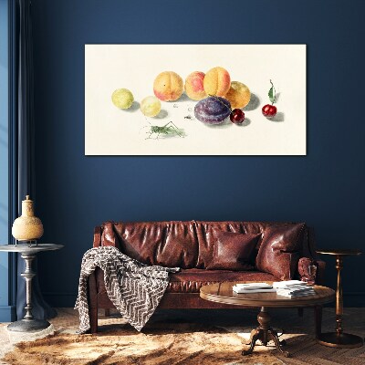 Fruit cherries peaches Glass Print