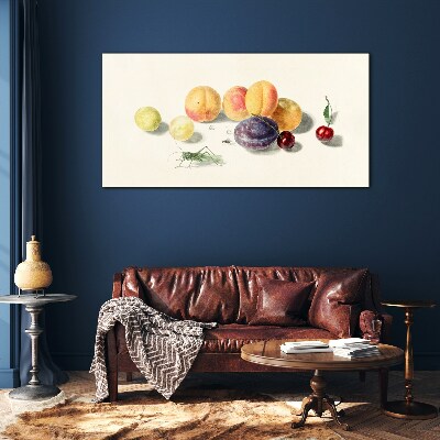Fruits on a white background Wall art on glass