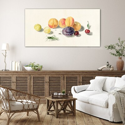 Fruits on a white background Wall art on glass