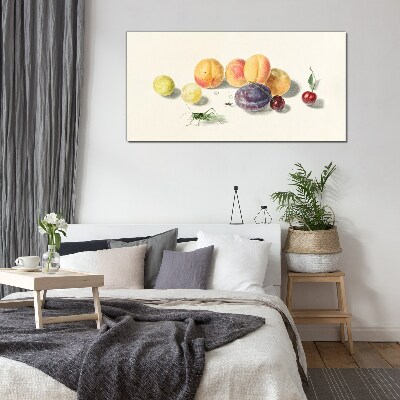 Fruits on a white background Wall art on glass