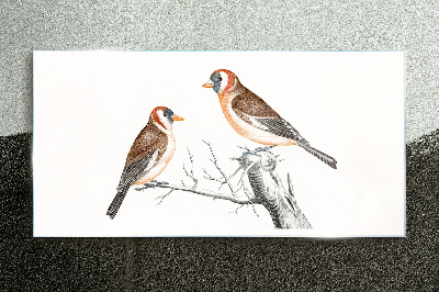 Two birds on a branch Glass art print
