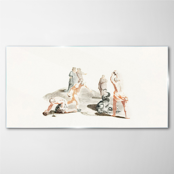 Mythological scene in pastel shades Wall art on glass
