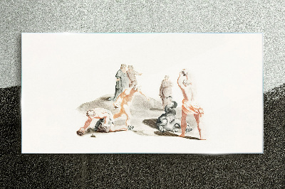 Mythological scene in pastel shades Wall art on glass