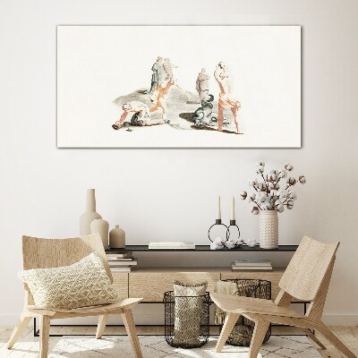 Mythological scene in pastel shades Wall art on glass