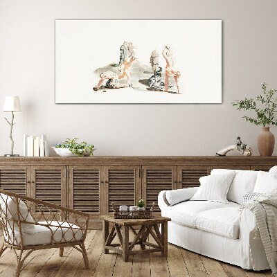Mythological scene in pastel shades Wall art on glass