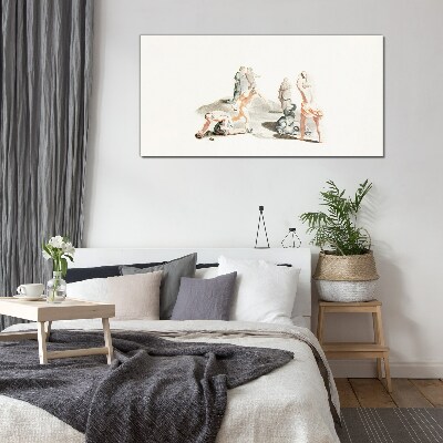 Mythological scene in pastel shades Wall art on glass