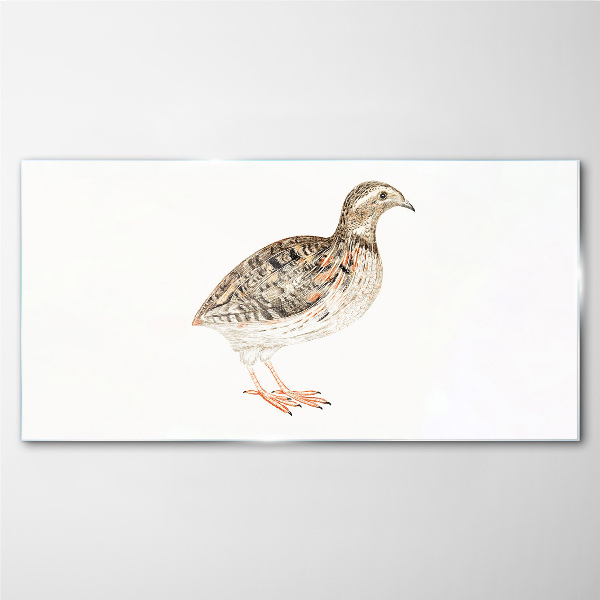 Bird on a white background Wall art on glass