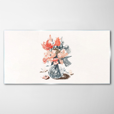 Flower bouquet in a vase Glass art print