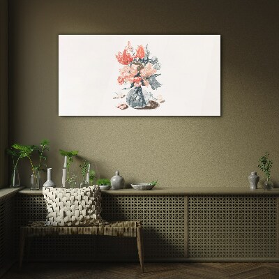 Flower bouquet in a vase Glass art print