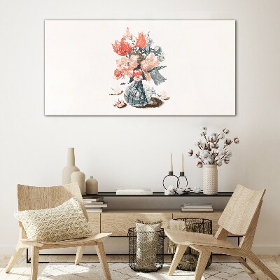 Flower bouquet in a vase Glass art print