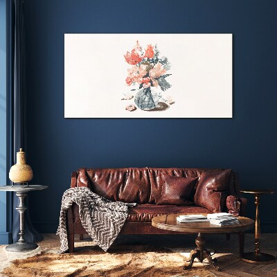 Flower bouquet in a vase Glass art print