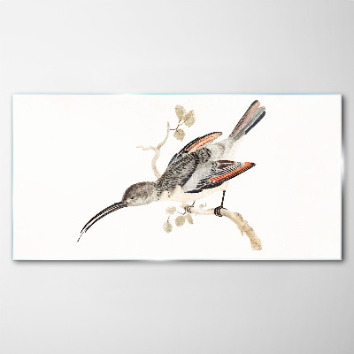 Bird on a branch Glass art print