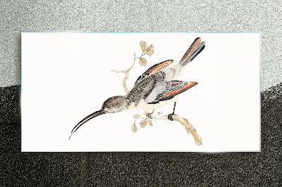 Bird on a branch Glass art print