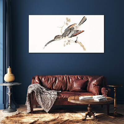 Bird on a branch Glass art print