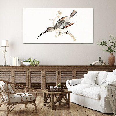 Bird on a branch Glass art print