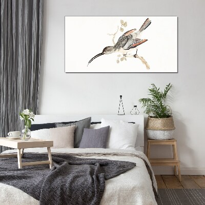 Bird on a branch Glass art print