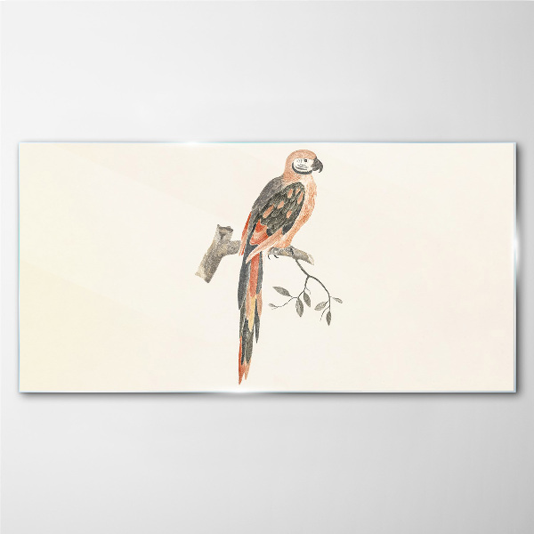 Parrot on a branch Wall art on glass